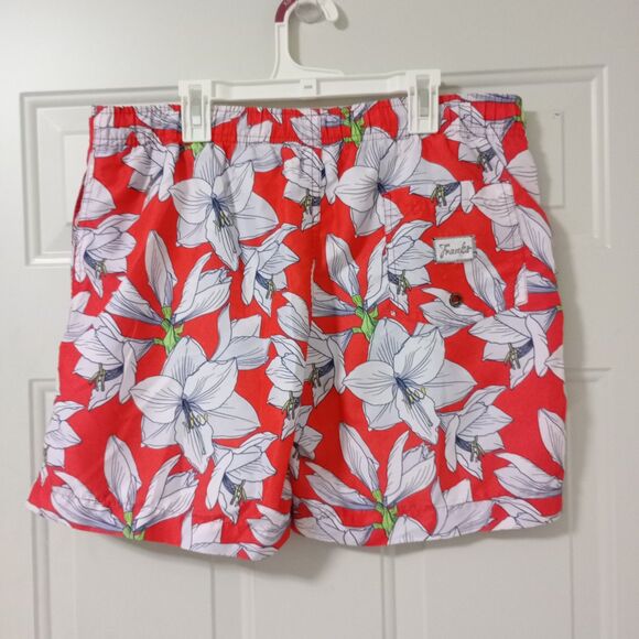 Franks Red Floral Brief Lined Swim Shorts Men's Size M - Picture 8 of 12
